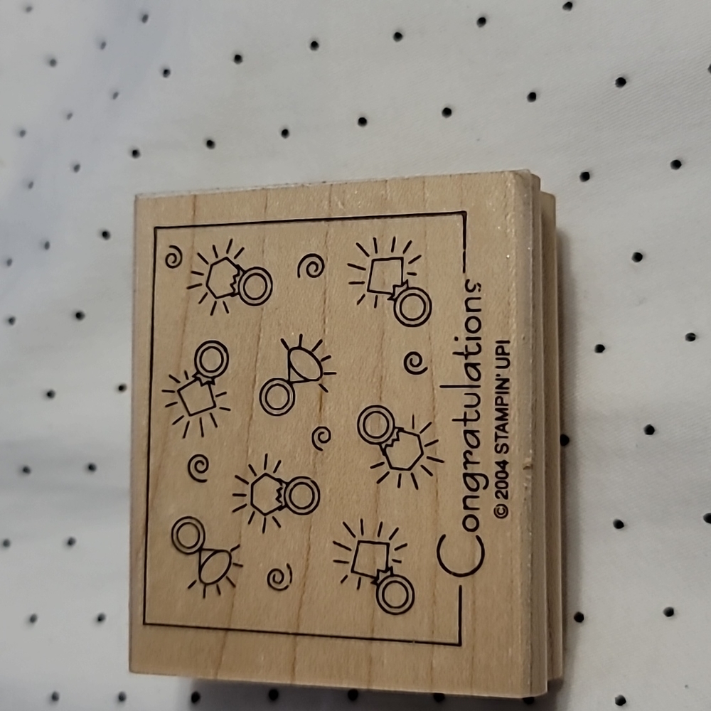 Inkadinkado Congratulations phrase with engagement rings Wooden Rubbe…